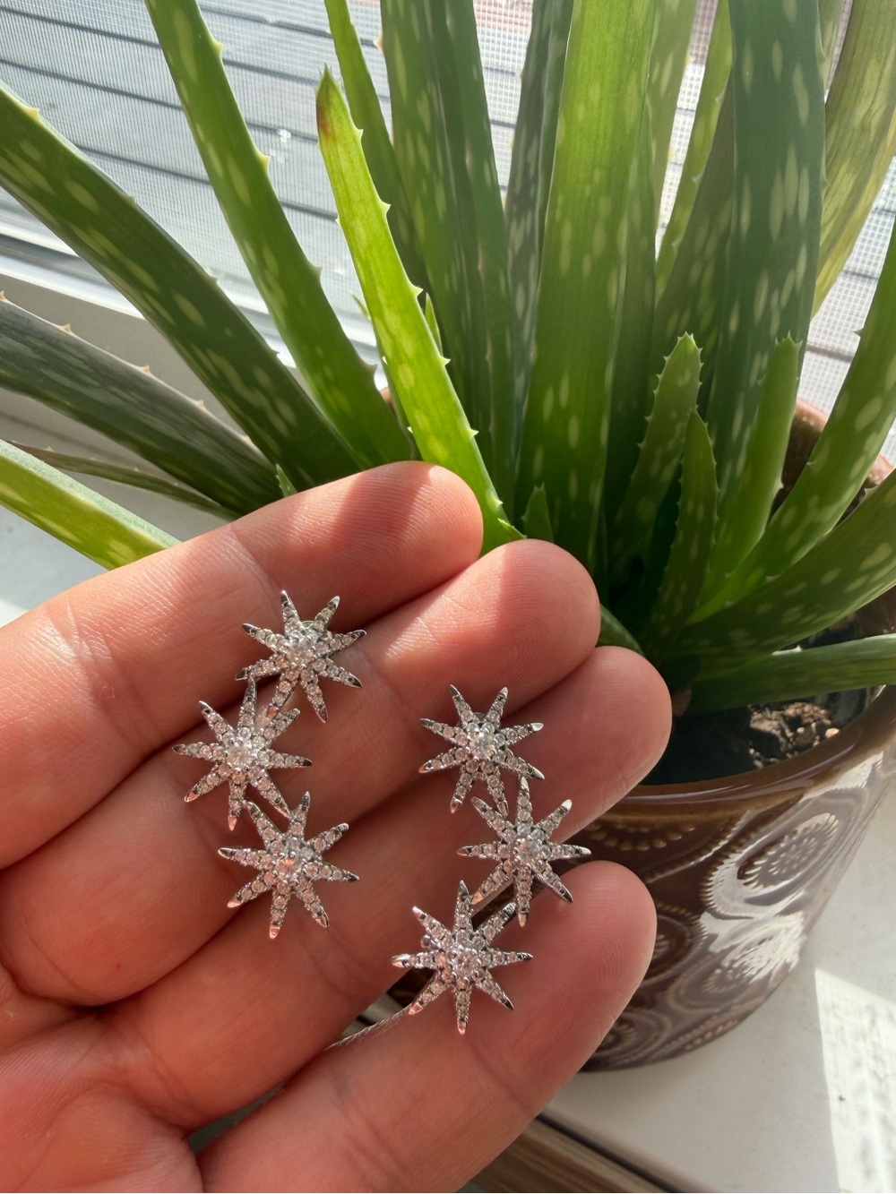 Western Starburst Ear Climber Earrings